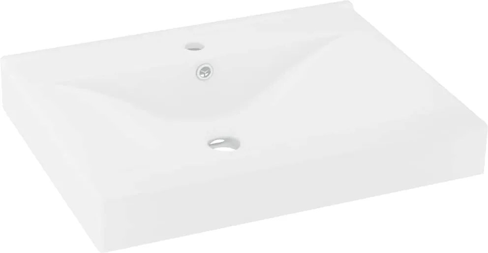 vidaXL Chiuvetă baie lux orificiu robinet alb mat 60x46 cm ceramică