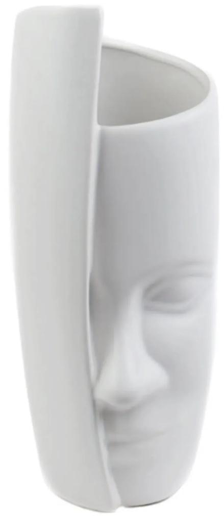 Vaza Matt Face 25cm, Alb, Ceramica