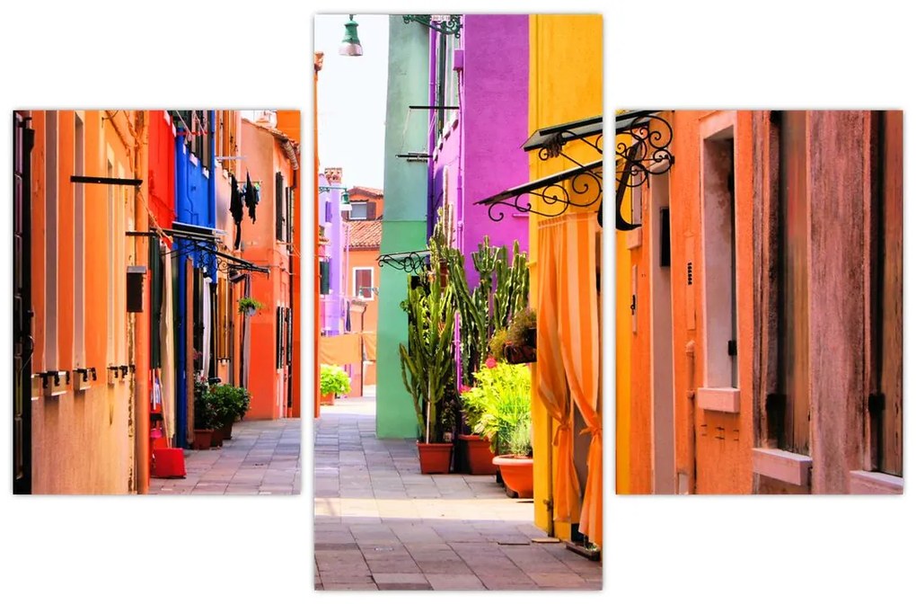 Tablou cu străduță colorata italiană (90x60 cm)