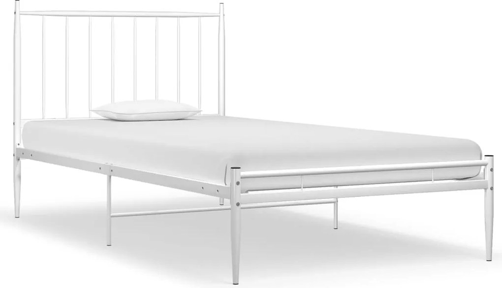 vidaXL Cadru de pat, alb, 100x200 cm, metal