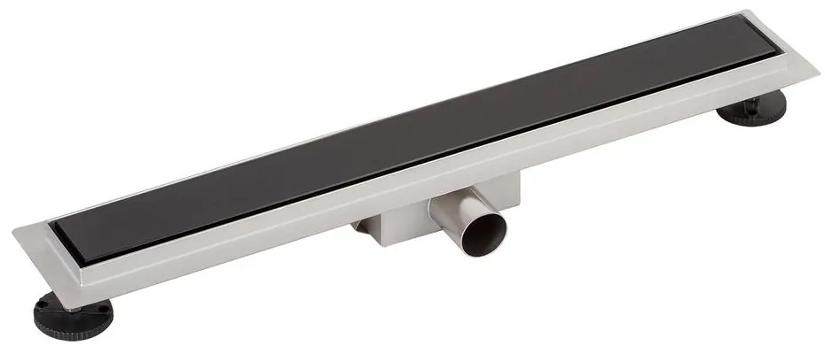 Granada scurgere de duș cu capac din sticlă neagră, 60 cm