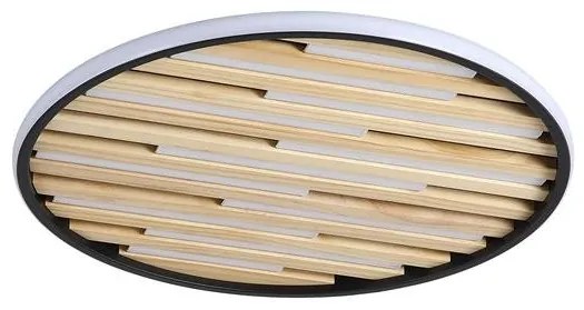 Plafoniera LED metal negru cu lemn Equalise