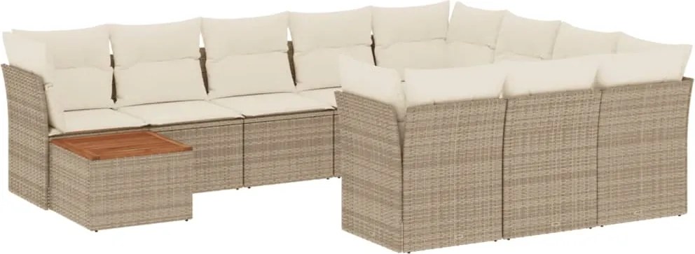 vidaXL Set canapele de grădină cu perne, 11 piese, bej, poliratan