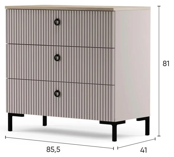 Comodă Demandaron 2 (taupe + stejar silverjack). 1116799