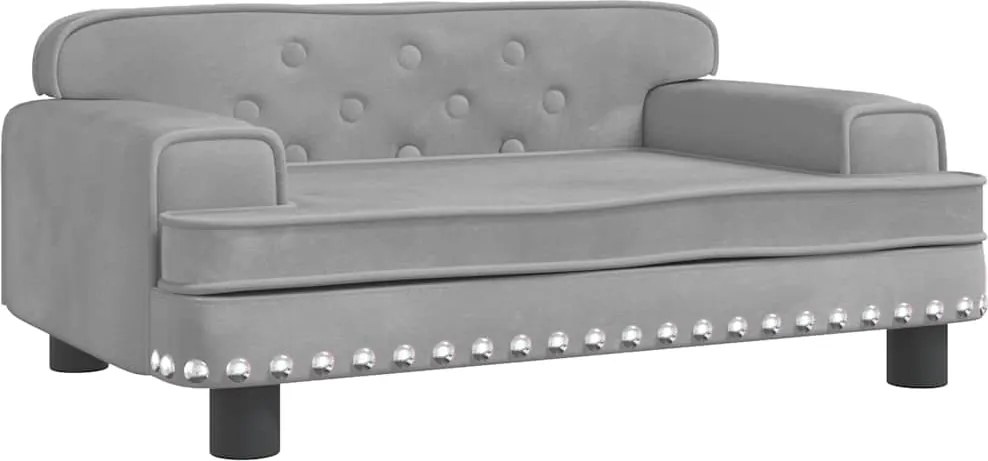 vidaXL Pat de câini, gri deschis, 70x45x30 cm, catifea