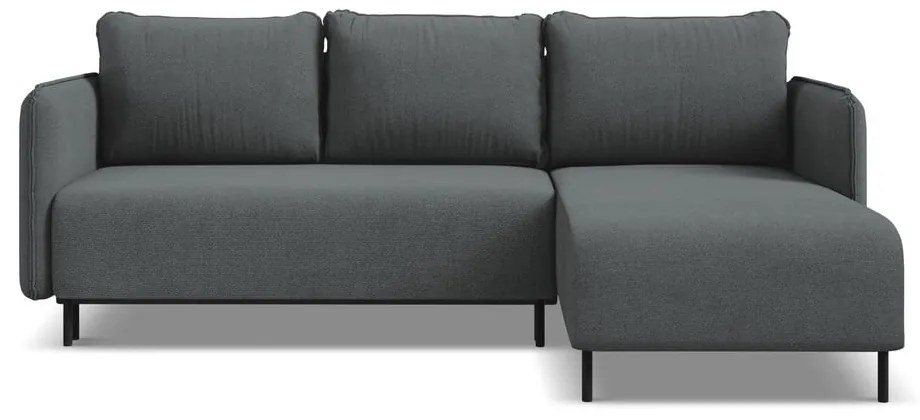 Colțar gri închis extensibil/cu spațiu de depozitare (cu colț pe partea dreaptă) Luana – Makamii