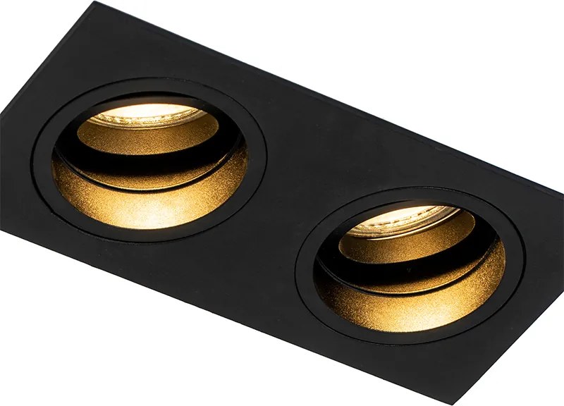Spot încastrat inteligent negru, dreptunghiular, reglabil, incl. 2 WiFi GU10 - Chuck