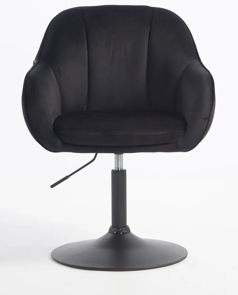 HR2055N Scaun Neagră din Catifea cu Bază Neagră