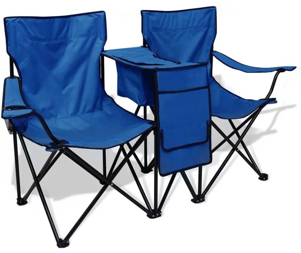42026 vidaXL Scaun de camping dublu, 155 x 47 x 84 cm, albastru