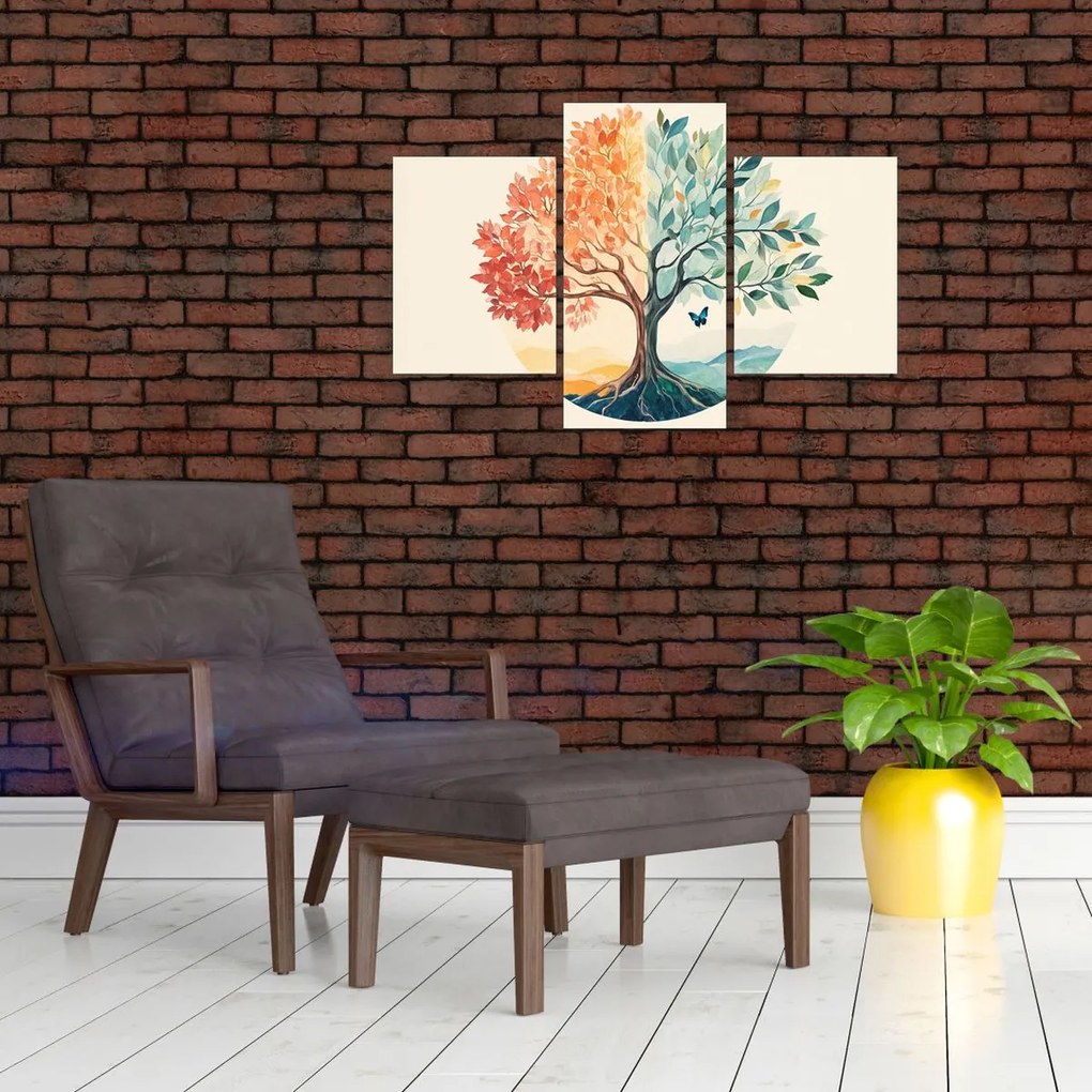 Tablou – Arbore dual cu fluture (90x60 cm)