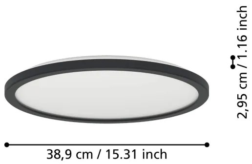 Plafonieră LED dimabilă de exterior Eglo 901454 ROVITO-R 18,5W/230V d. 38,9 cm IP44 negru + telecomandă