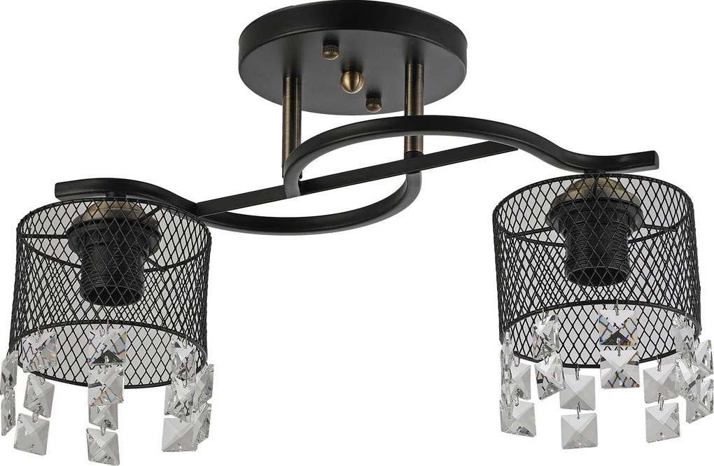 Lustra Clasica Elegance Klausen Lustros PL2 2xE27 Metal Negru si Sticla 41x23x26 cm Corp Iluminat Interior pentru Living Dining Hol Design Rafinat