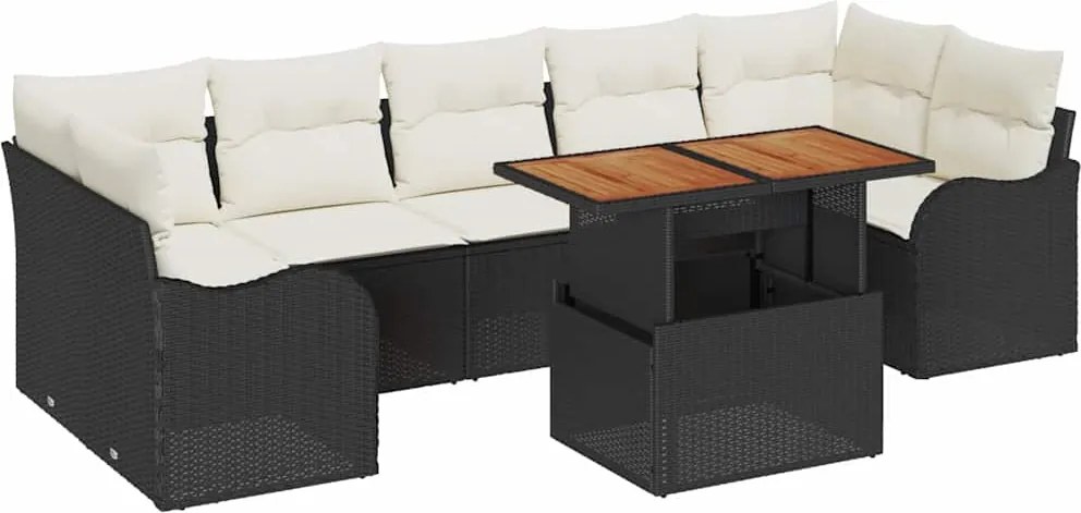 vidaXL Set de canapele pentru grădină 8 pcs Negru Rattan poli
