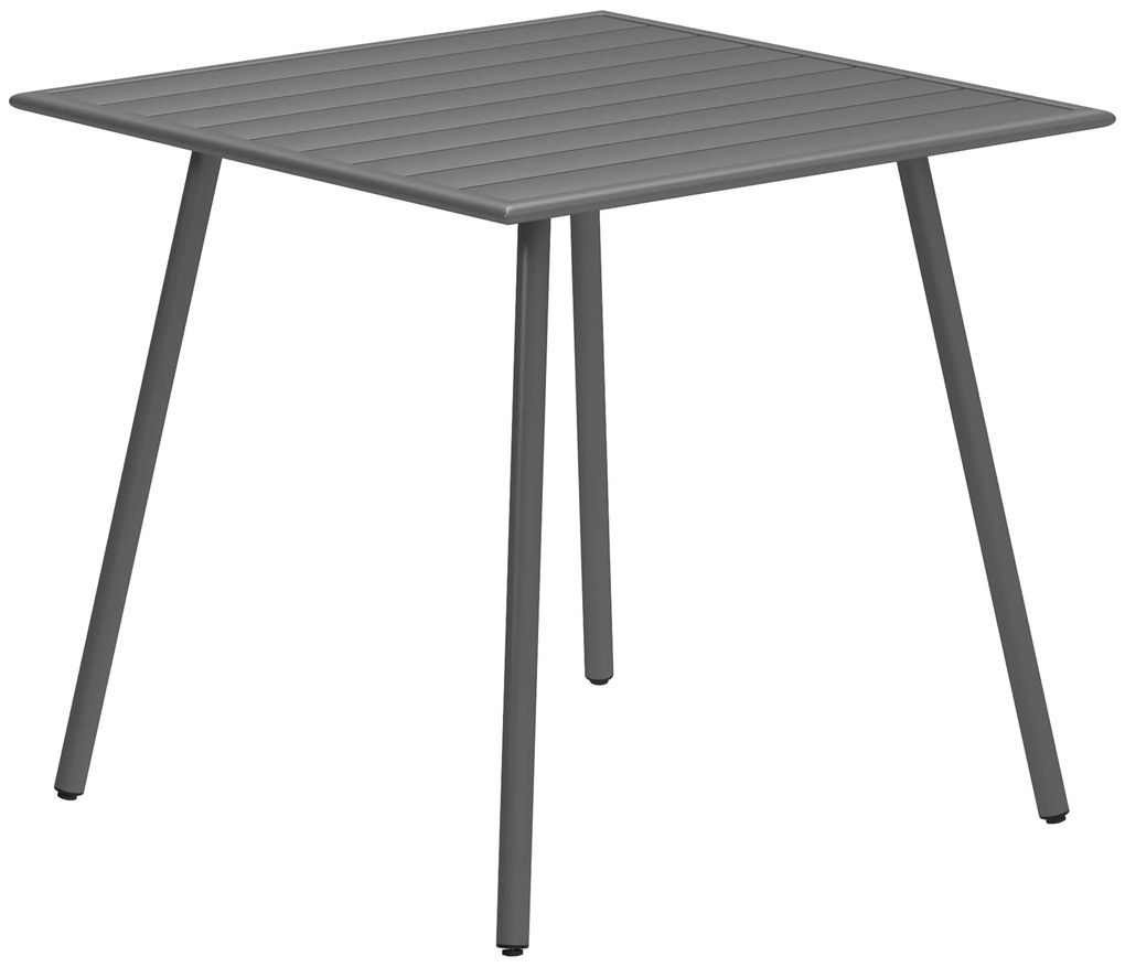 Outsunny Masă de grădină pentru 6 persoane cu blat cu lamele pentru grădină, patio, terasă, 80 x 80 x 74 cm, gri | Aosom Romania