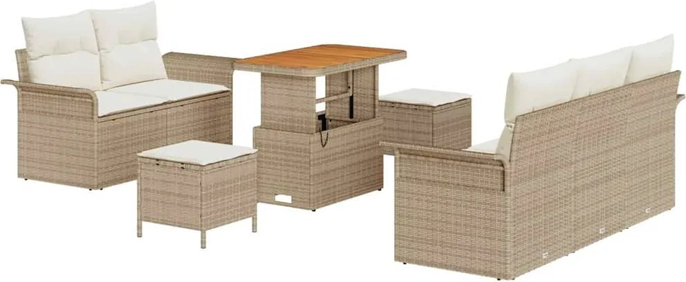 vidaXL Set de canapele pentru grădină cu pernă 8 pcs Bej și crem