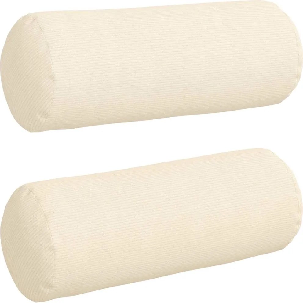 vidaXL Perne Bolster 2 pcs Crem Ø 25 x 70 cm Țesătură din corduroy