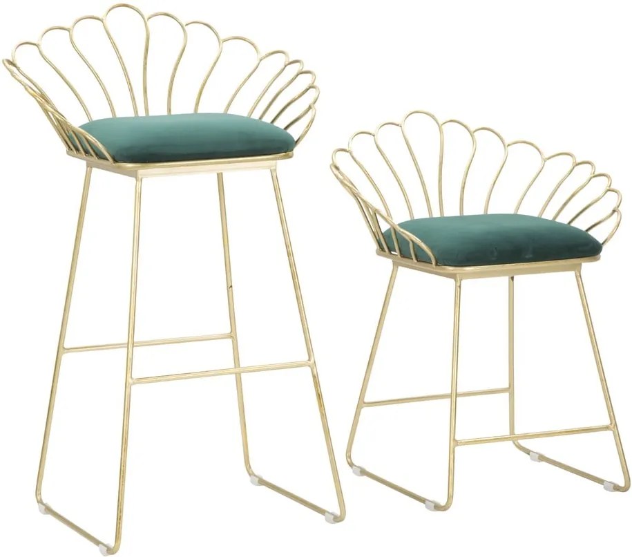 Set 2 scaune bar Mauro Ferretti Flower, auriu-verde