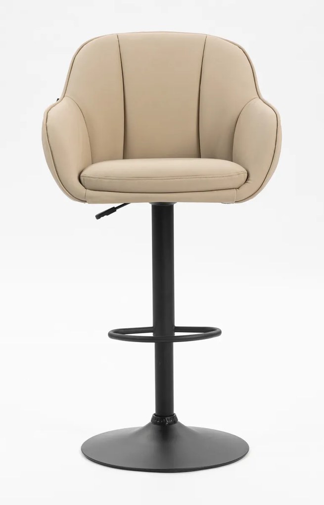 HR2055W Scaun Crem din Piele Ecologica cu Bază Neagră