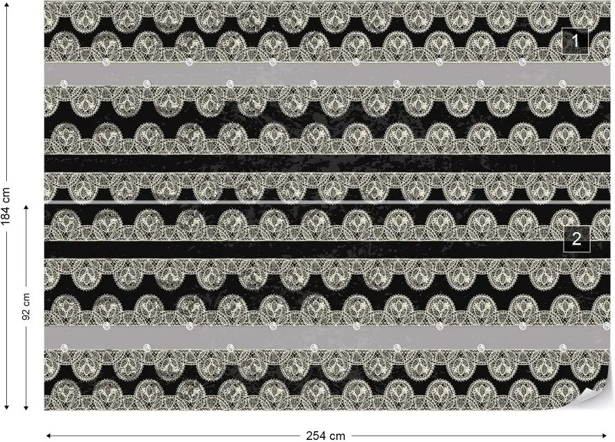 GLIX Fototapet - Vintage Lace Pattern Vliesová tapeta  - 254x184 cm