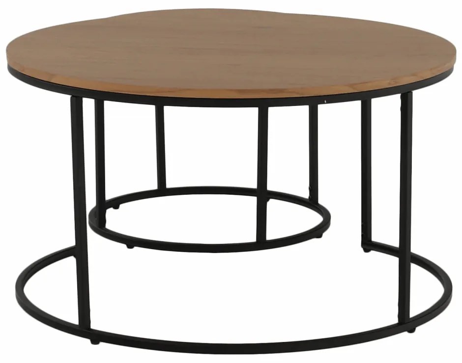 Set 2 măsuțe de cafea Ilak (stejar + negru). 1016582
