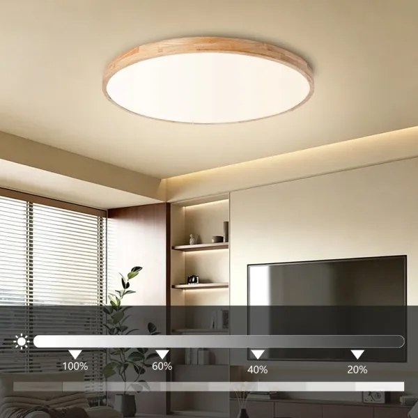 Brilagi - Corp de iluminat LED reglabil WOODLINE LED/100W/230V 3000-6000K stejar Ø 80 cm + telecomandă