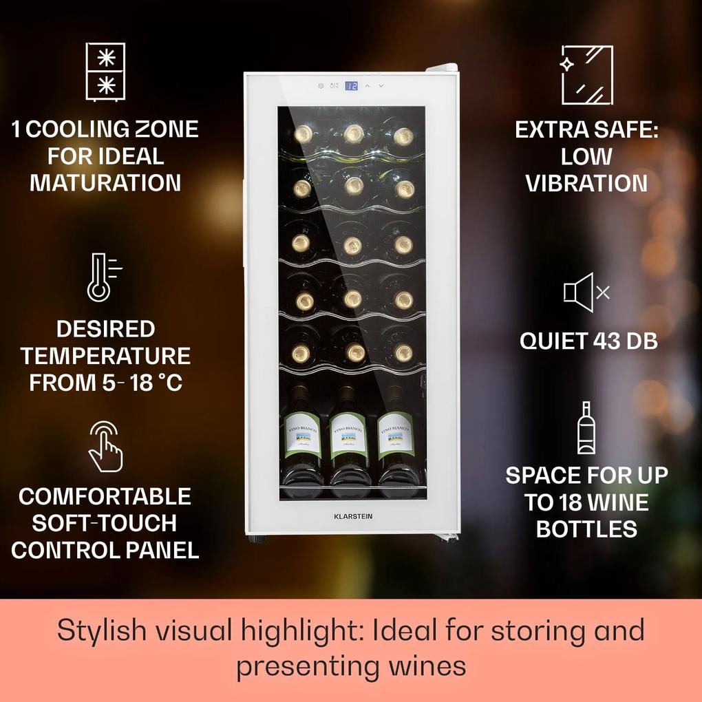 Shiraz 18 Slim Uno, frigider pentru vin, 50 litri, 18 sticle, panou de control tactil, 5-18°C