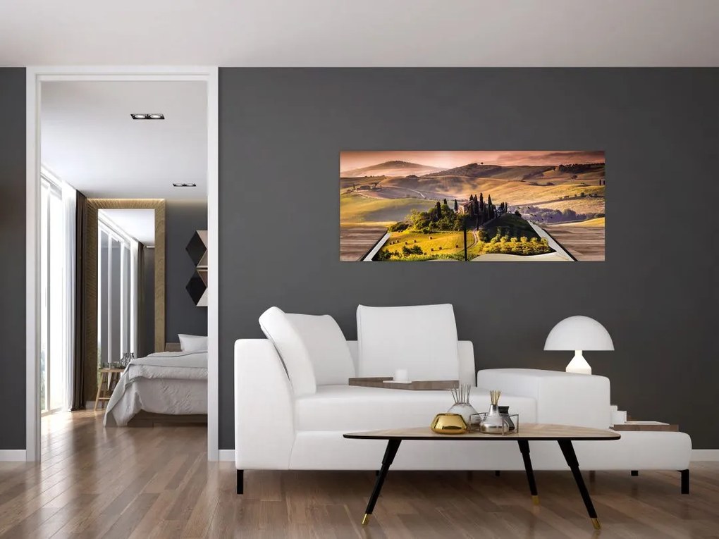 Tablou cu peisaj în carte (120x50 cm)