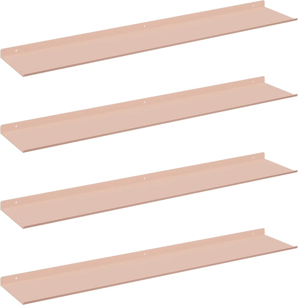 vidaXL Raft suspendat Pe perete 4 pcs Roz 100 x 18 x 2,5 cm Oțel