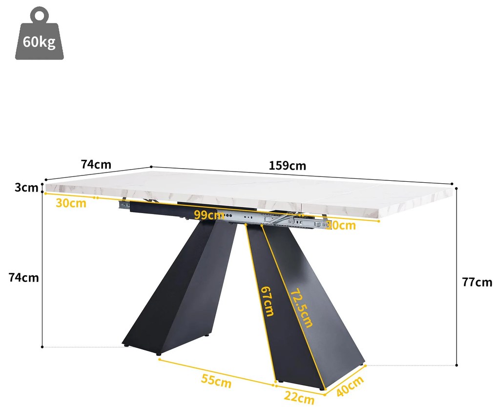 Masă de luat extensibilă, Alb+Negru | Aosom Romania
