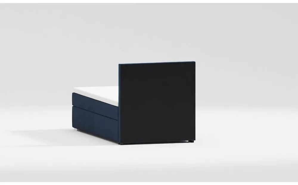 Pat albastru închis tapițat cu spațiu de depozitare cu somieră 90x200 cm Bunny – Ropez