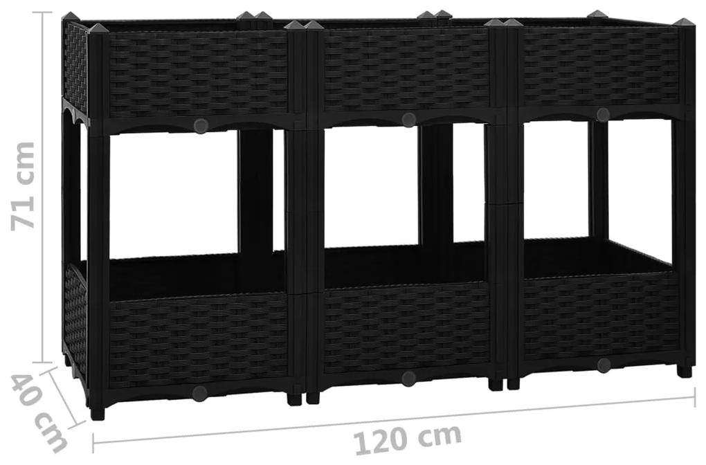 Strat inaltat, 120x40x71 cm, polipropilena 1, Negru, 120 x 40 x 71 cm