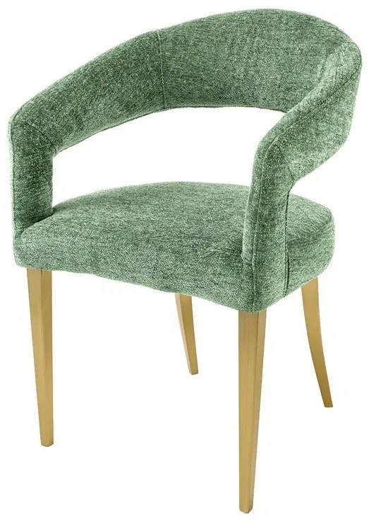 Set 2 scaune, Stofa Structurata, Verde, Metal, Auriu, BOUTIQUE, A-45924 VC