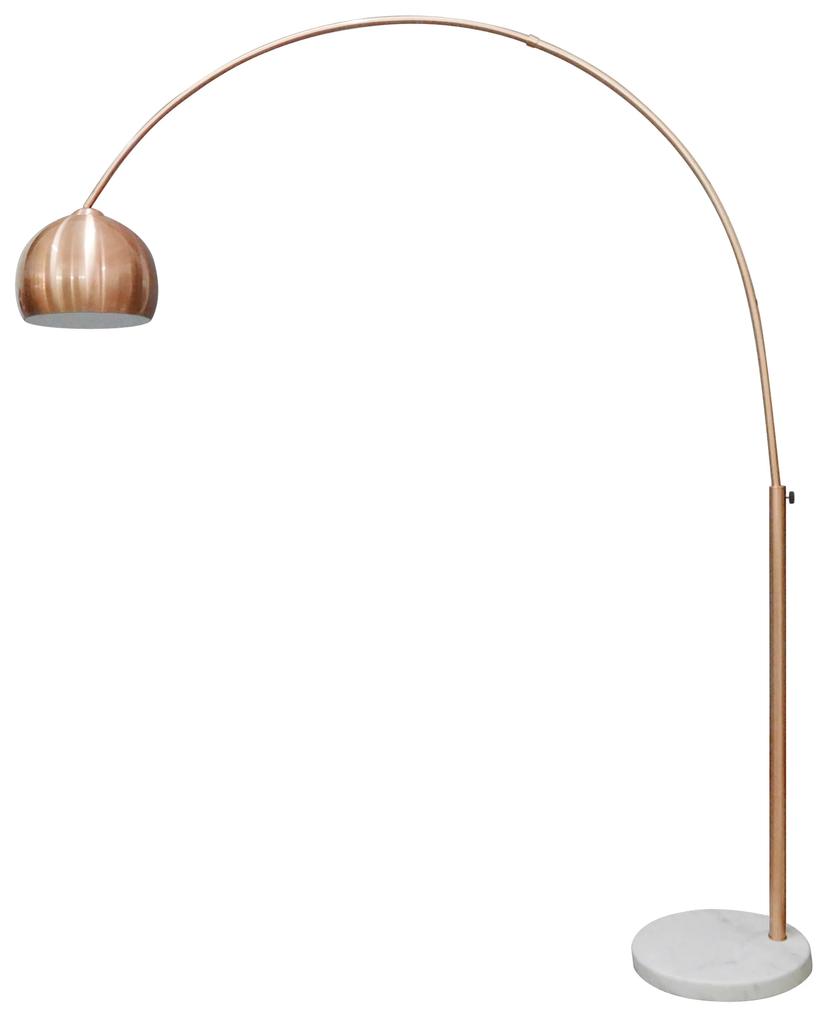 Lampadar din metal/marmura/plastic 205 cm cupru/alb, 1 bec