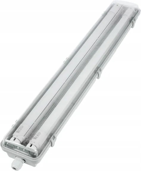 Corp LED tehnic tubular T8, 2x soclu G13, 10W, 230V, 6000K, 60 cm, IP65, alb