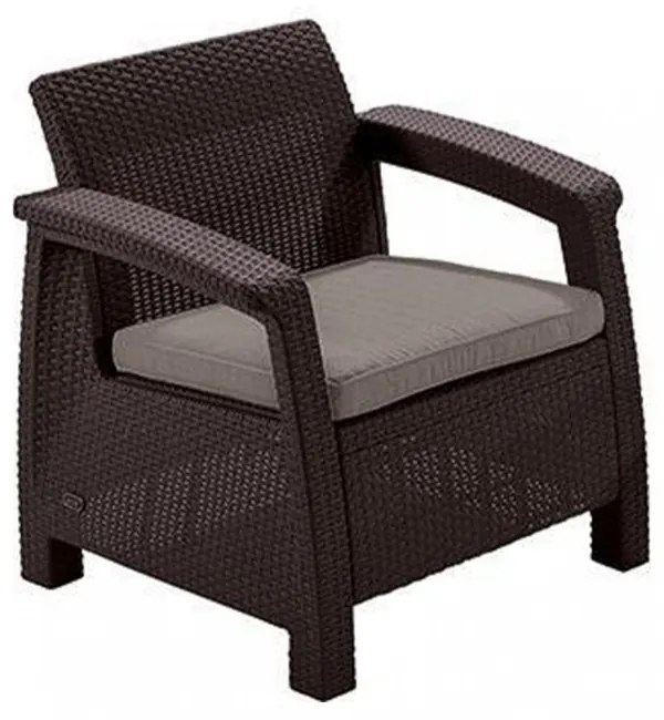 Set de mobilier de grădină Corfu, culoare maro, cu perne taupe calde