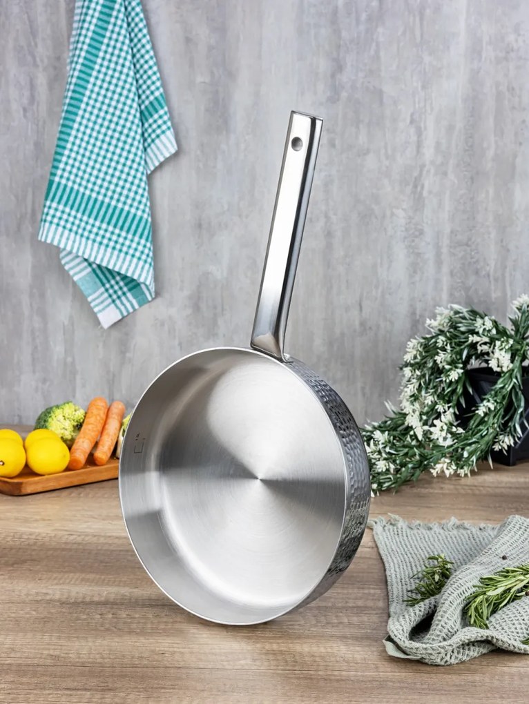 Tigaie inalta Zilan ZLN1337 din otel inoxidabil, 1.5L, Diametru 24 cm, Maner nituit, Maner din inox
