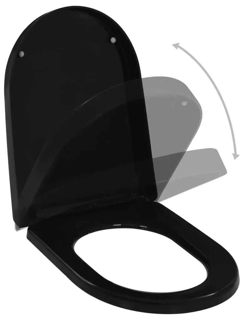 Capac WC cu inchidere silentioasa, eliberare rapida, negru 1, Negru, 46 x 36.5 cm(140 - 200 mm)