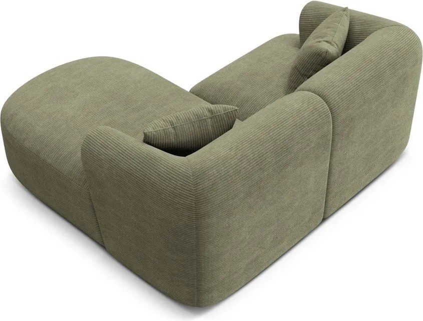 Colțar verde cu tapițerie din catifea reiată (cu colț pe partea dreaptă/cu șezlong) Campi – Cosmopolitan Design