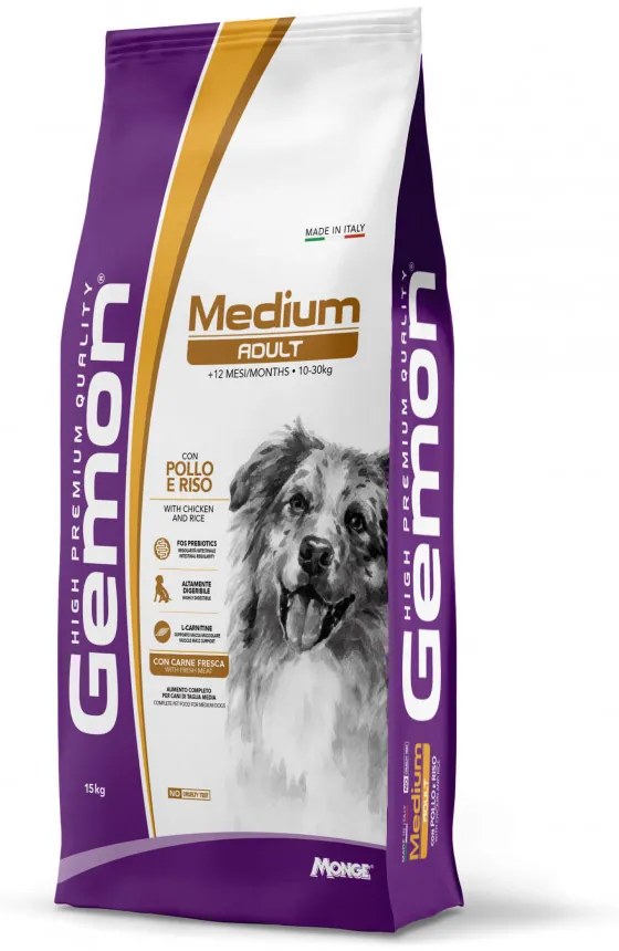 Gemon Adult Mediu - Hrana uscata completa - Pui si Orez - 15kg