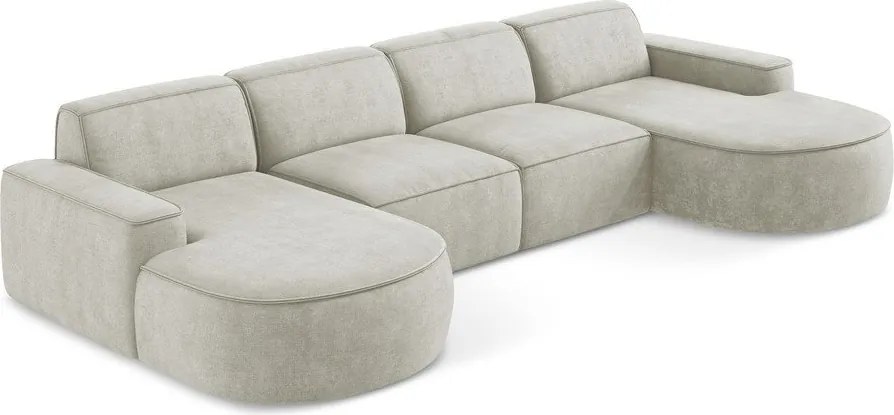 Colțar crem cu tapițerie din chenille (în formă de "U") Omao – Makamii