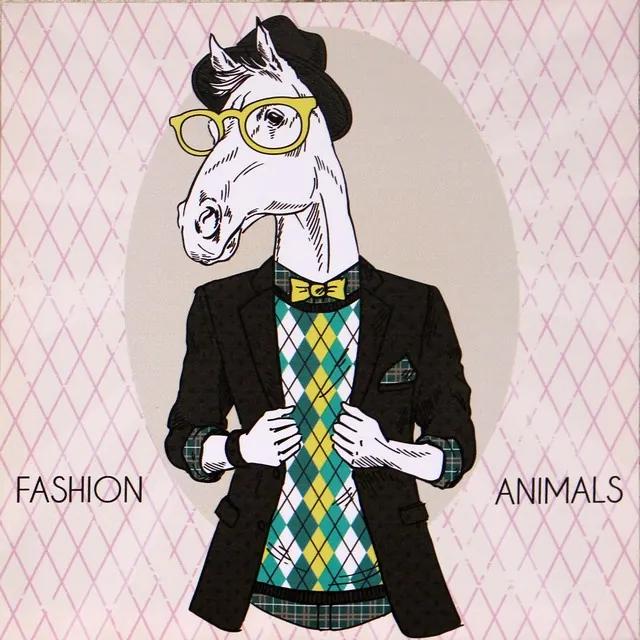 Falc Tablou pe pânză - Fashion Animals 2, 28x28 cm