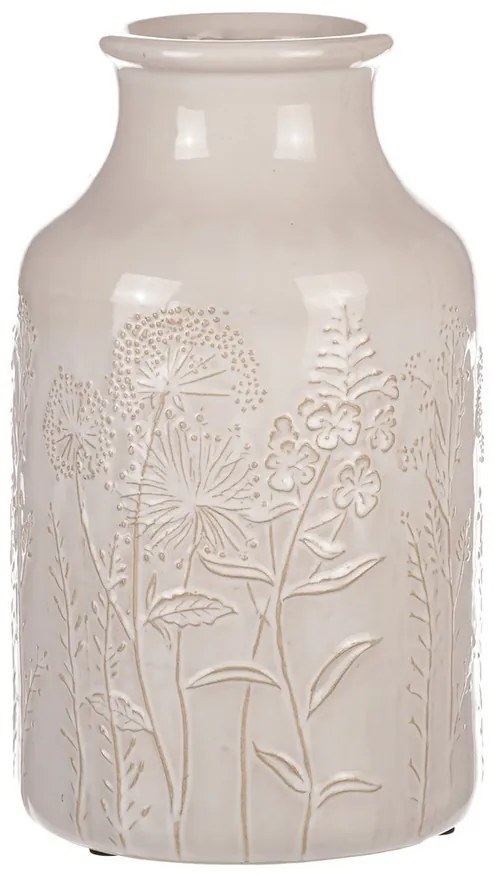 Vaza ceramică cu flori de câmp, bej, diametru 19cm x 31 cm