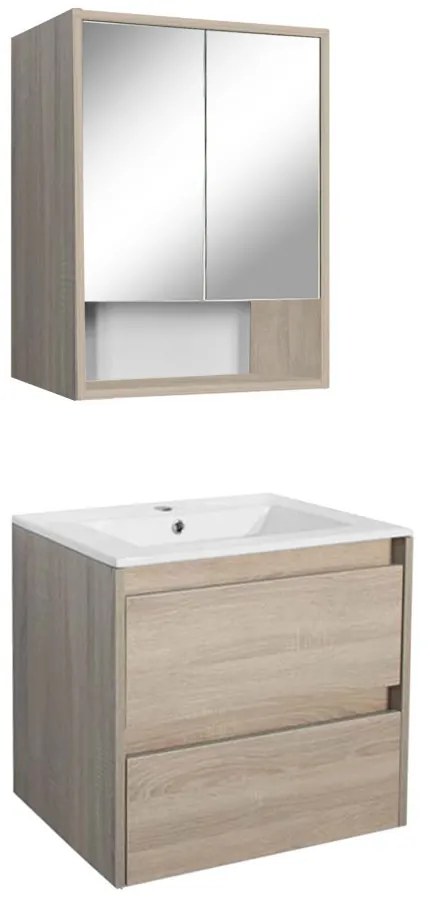 Mobilier complet de baie Porto 60 în culoarea stejarului Sonoma