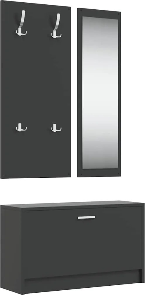 vidaXL Set pantofar 3 în 1, negru, lemn prelucrat