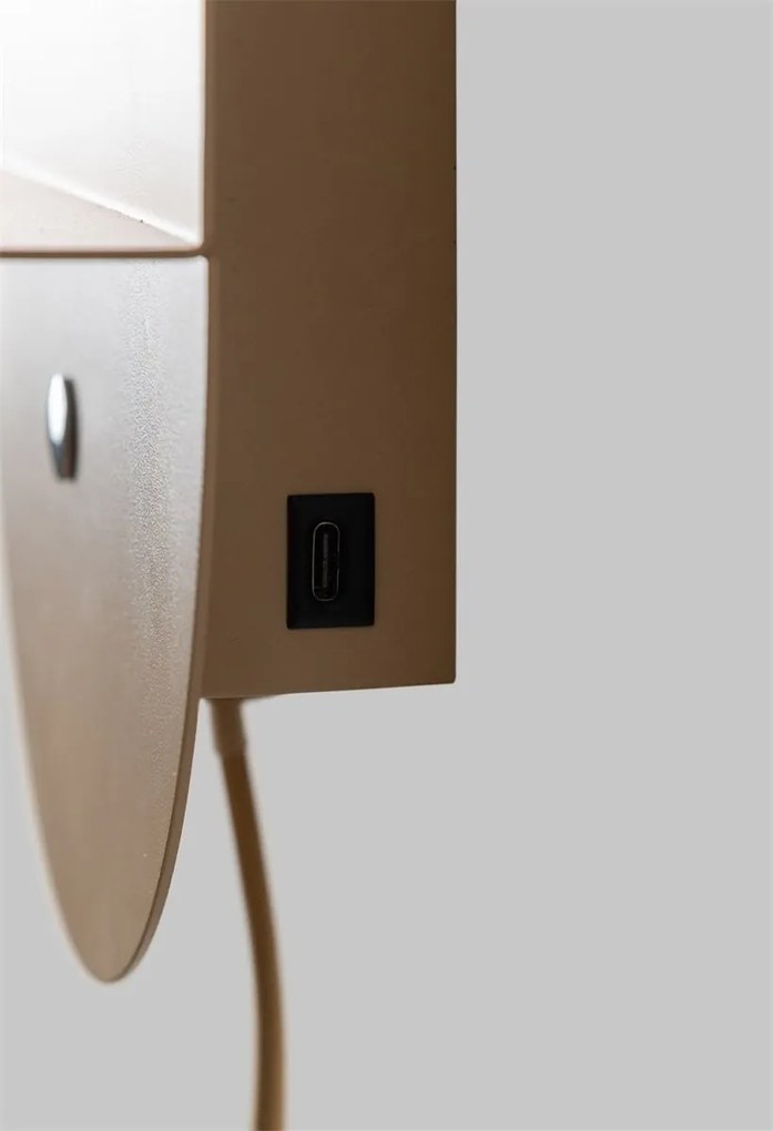 Aplica cu port USB din metal Tokyo bej