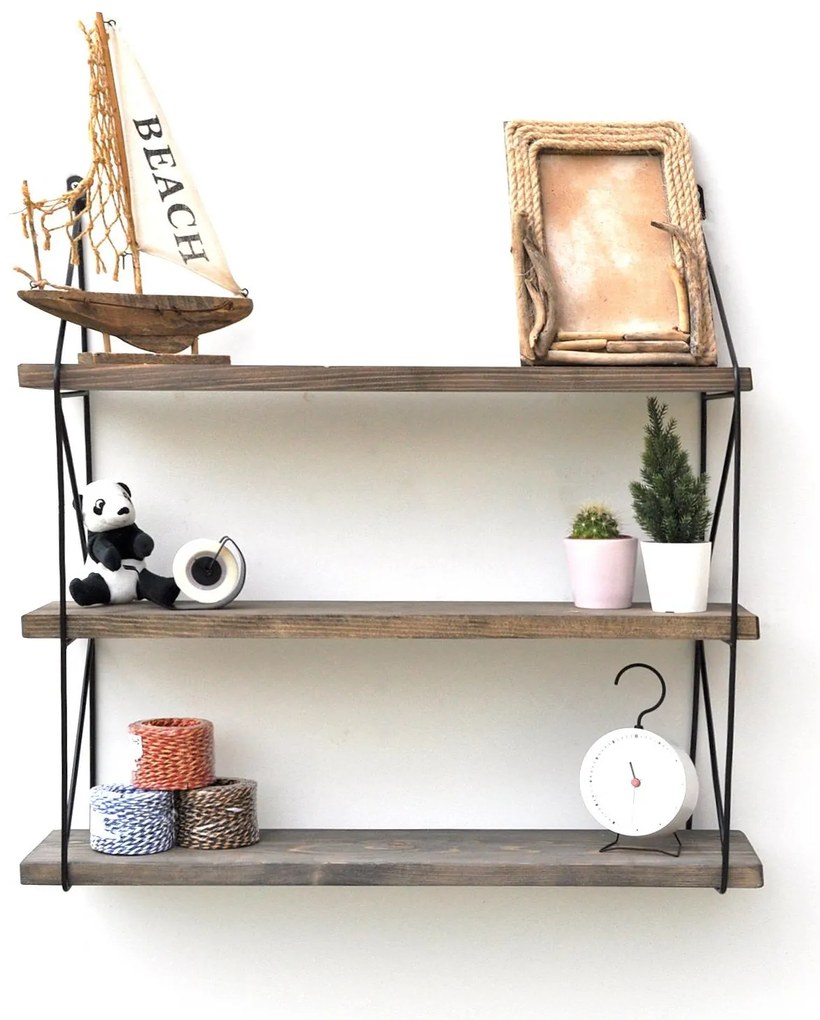 Raft decorativ de perete Duvelo 17 (Nuc + negru) . 1093664