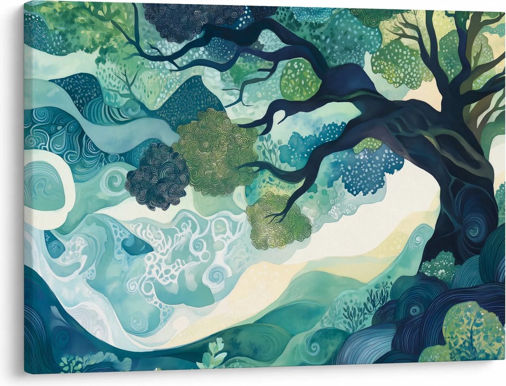 Tablou – Coroană verde a arborelui vieții (70x50 cm)