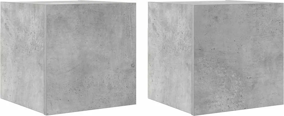 vidaXL Dulapuri TV montaj pe perete, 2 buc., gri beton, 30,5x30x30 cm