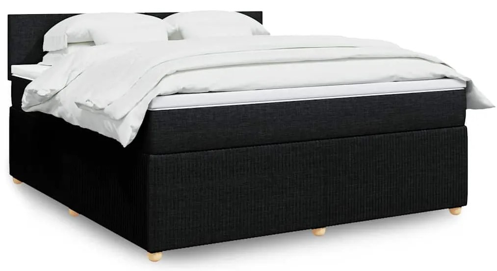 vidaXL Pat box spring cu saltea, negru, 180x200 cm, catifea