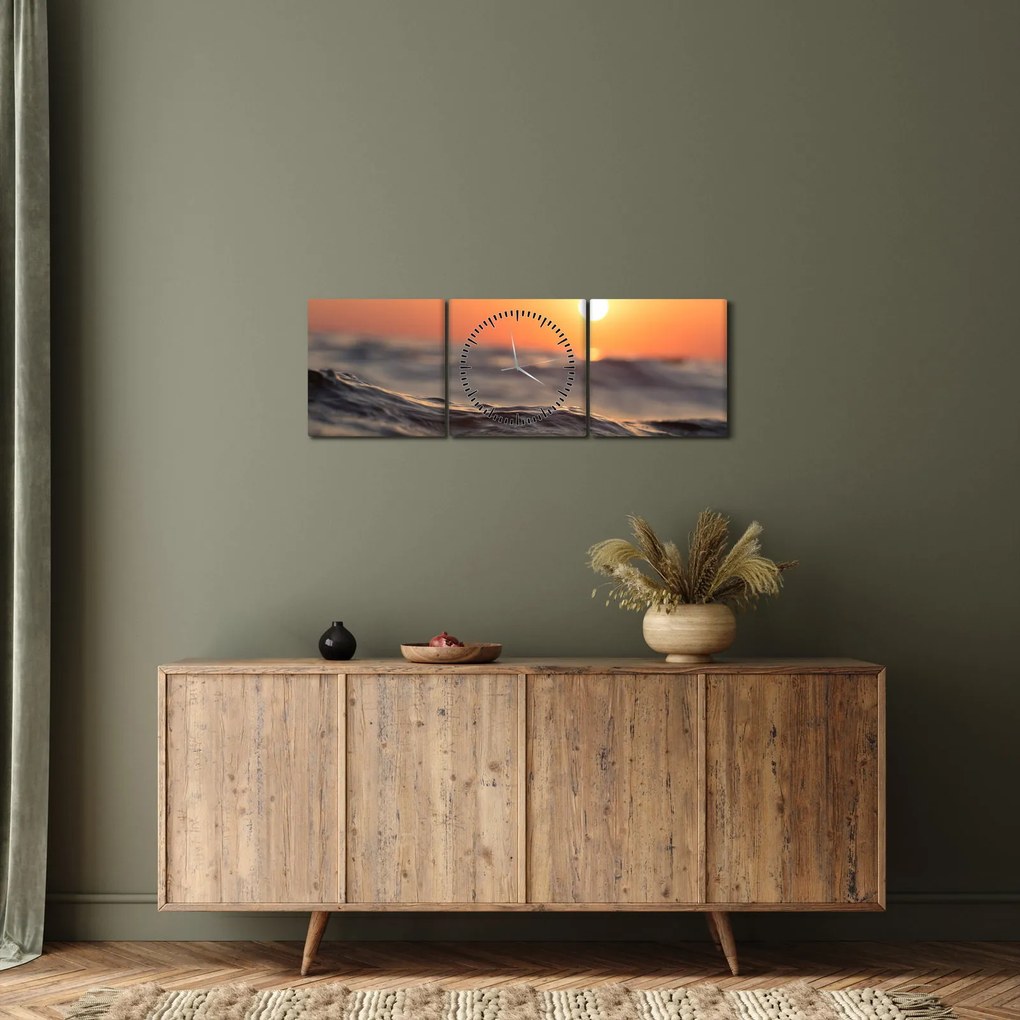 Tablou cu suprafața apei (cu ceas) (90x30 cm)